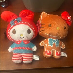 Hello kitty and my melody Christmas plushes nwt